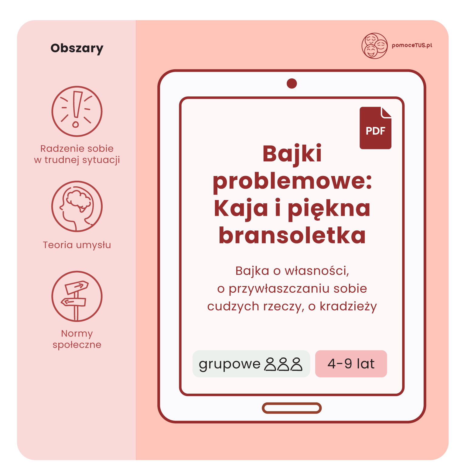 Bajki problemowe: Kaja i piękna bransoletka. Bajka o własności, o przywłaszczaniu sobie cudzych rzeczy, o kradzieży (PDF)