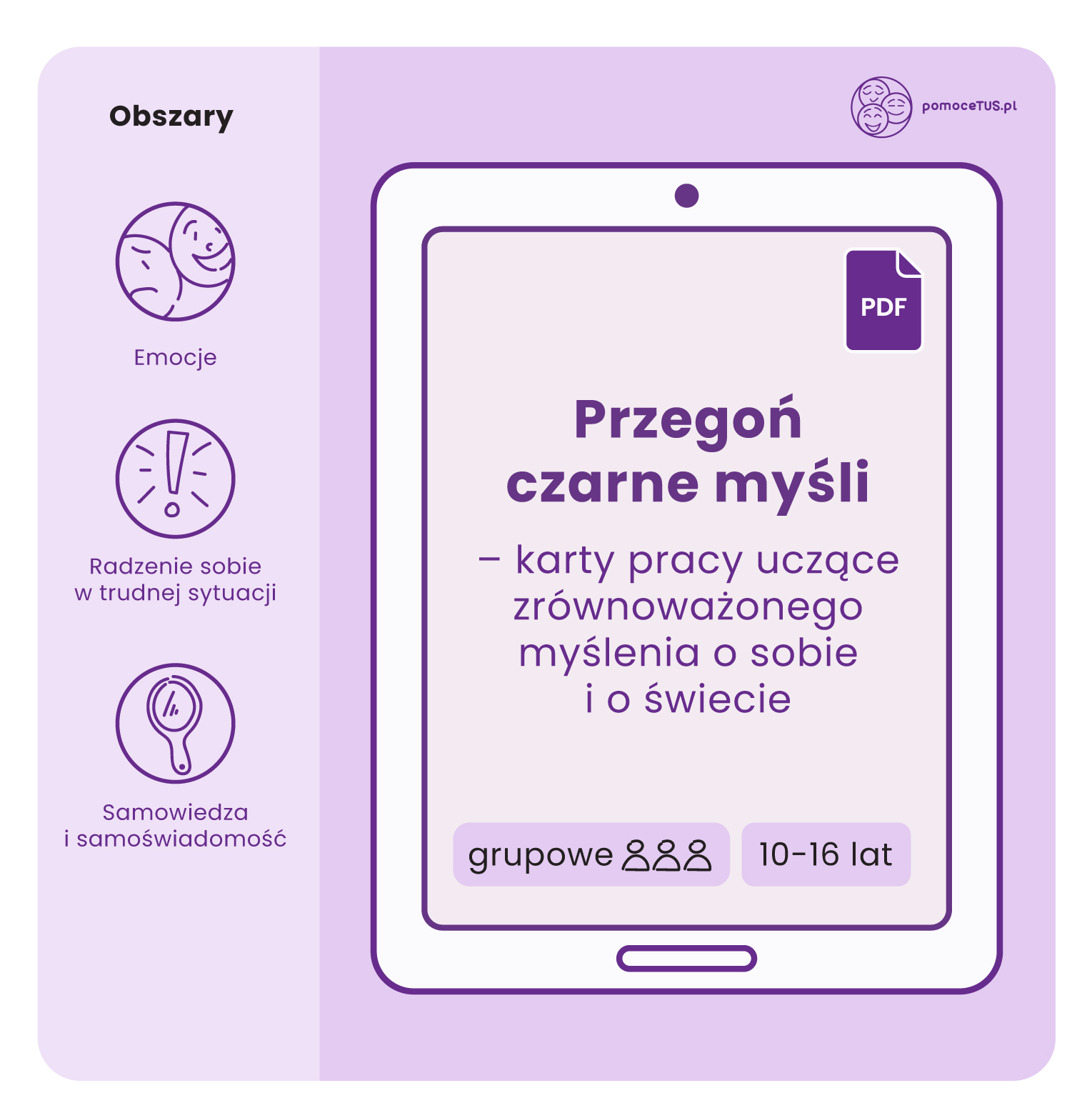 Przegoń czarne myśli - karty pracy uczące zrównoważonego myślenia o sobie i o świecie (PDF)