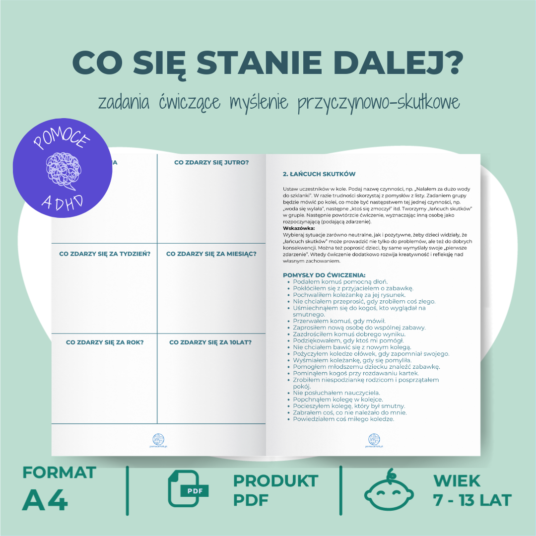 Co się stanie dalej? - zadania ćwiczące myślenie przyczynowo-skutkowe - wnętrze