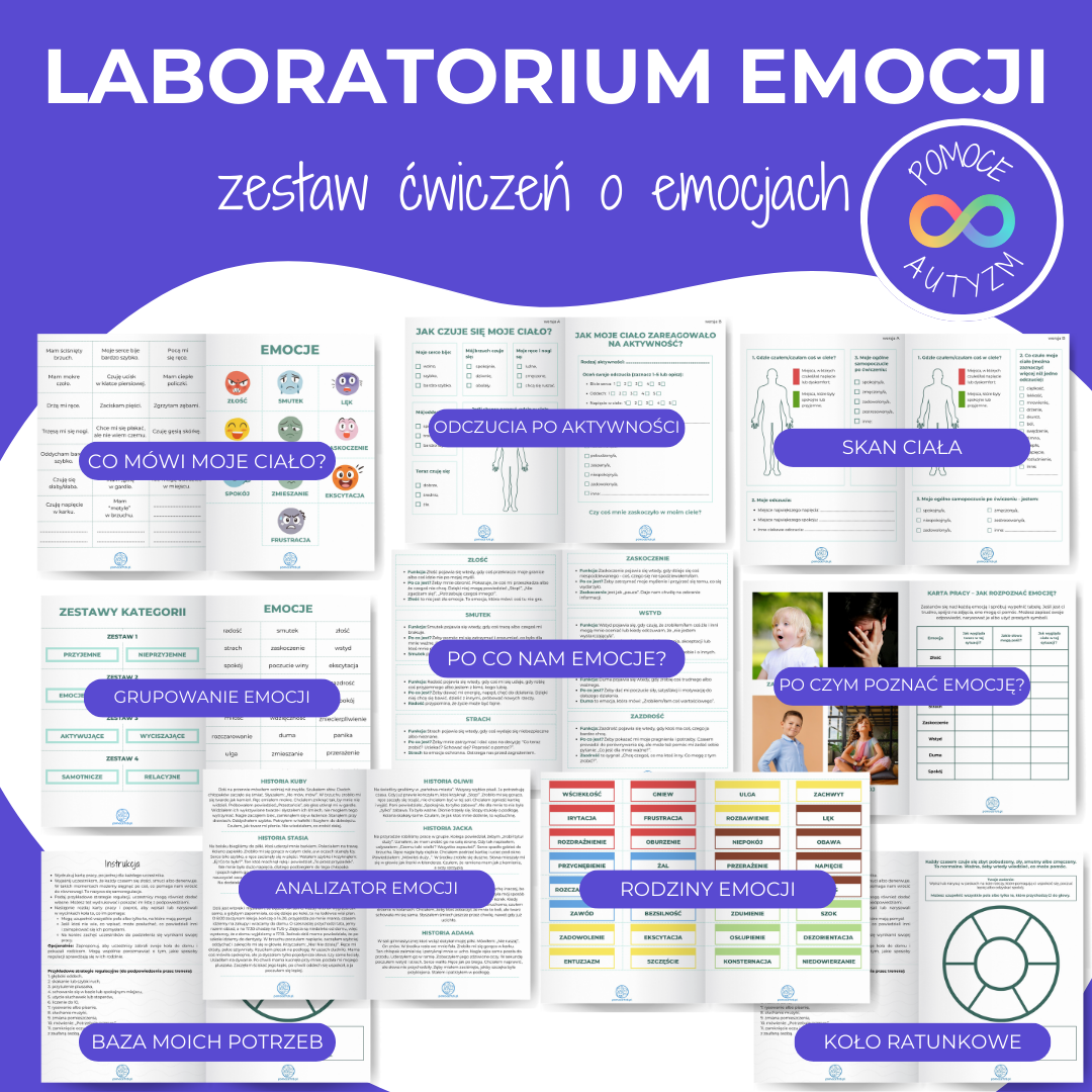 Laboratorium emocji - zestaw ćwiczeń o emocjach dla dzieci ze spektrum autyzmu - wnętrze
