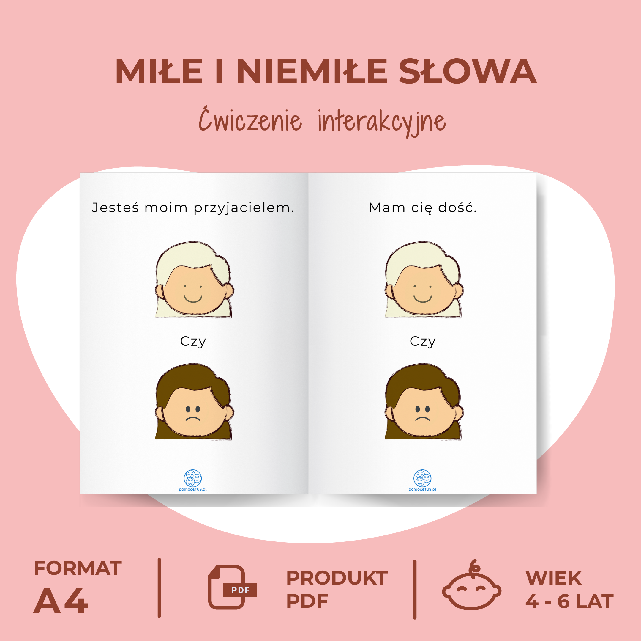 Miłe i niemiłe słowa - ćwiczenie interakcyjne - wnętrze
