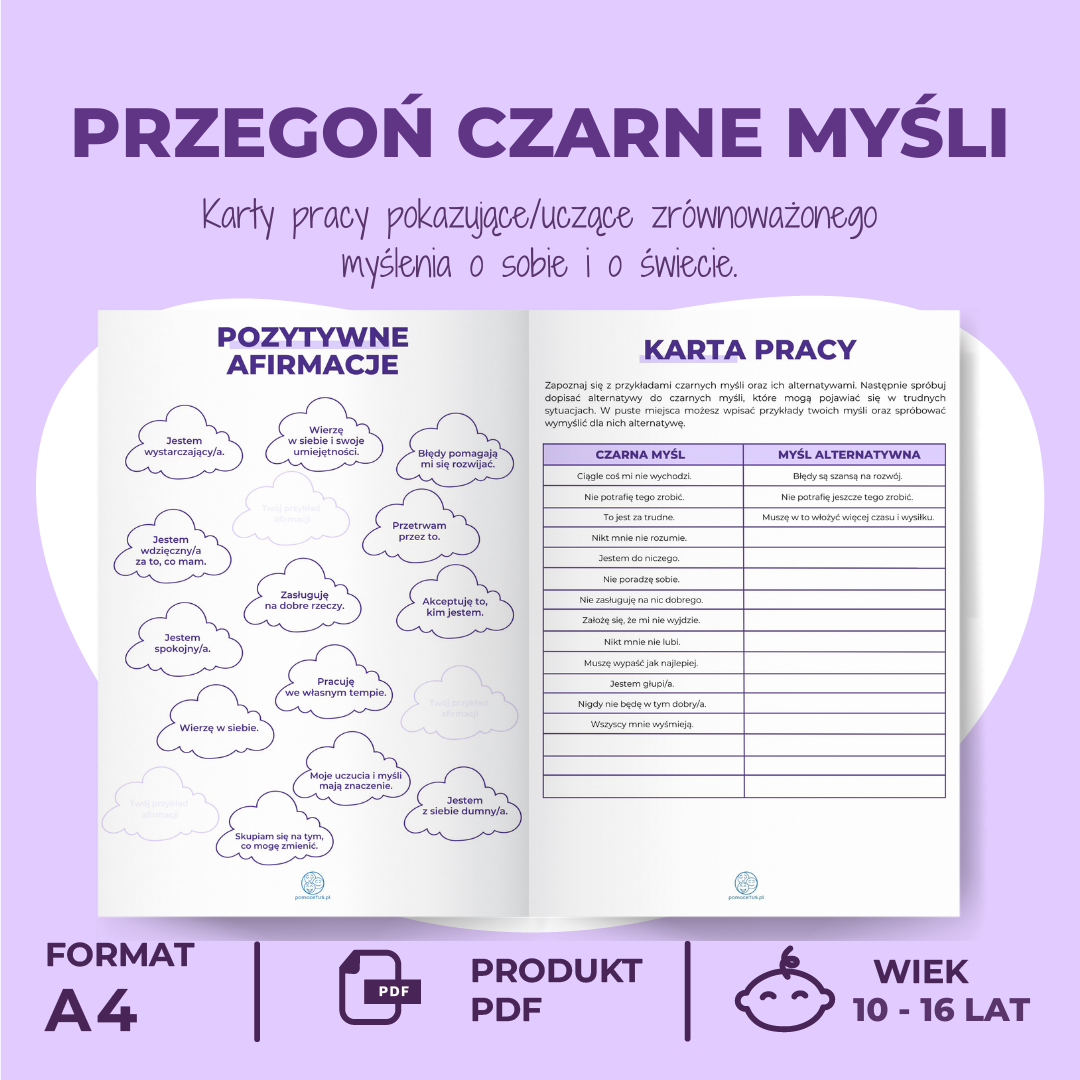Przegoń czarne myśli - karty pracy uczące zrównoważonego myślenia o sobie i o świecie - wnętrze
