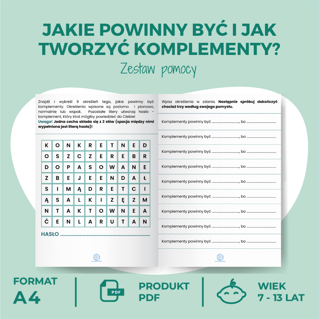 Zestaw pomocy "Jakie powinny być i jak tworzyć komplementy?" - wnętrze
